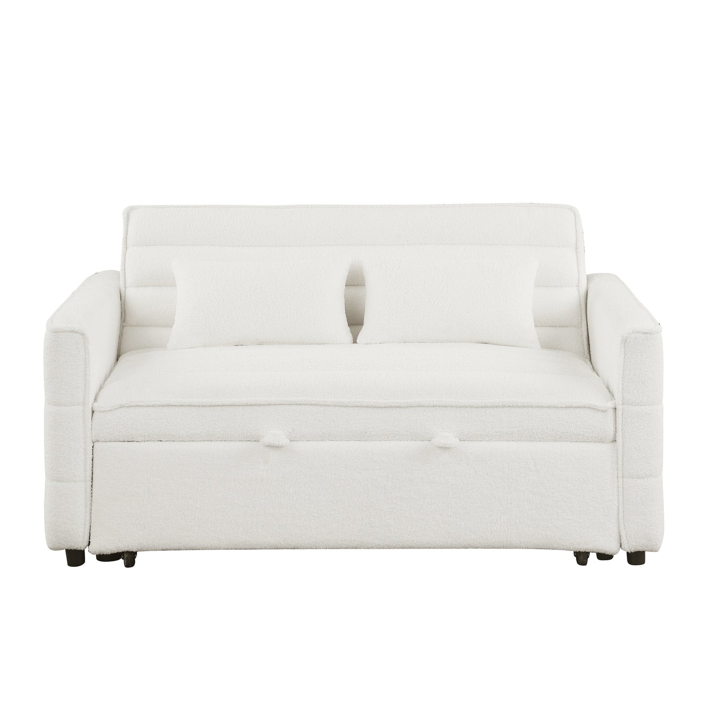Canapé-lit convertible Boucle beige 55,12 pouces avec dossier réglable et 2 coussins de taille pour le salon