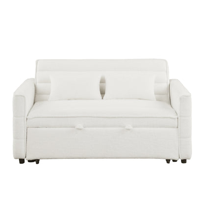 Canapé-lit convertible Boucle beige 55,12 pouces avec dossier réglable et 2 coussins de taille pour le salon