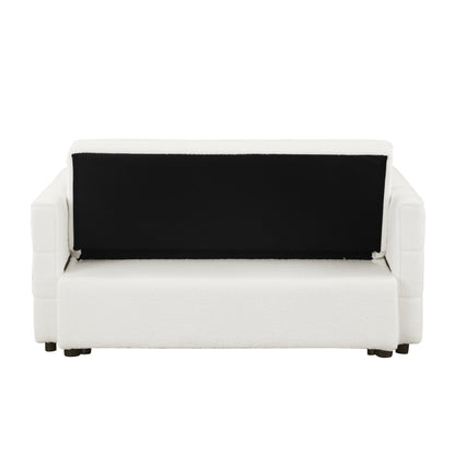 Canapé-lit convertible Boucle beige 55,12 pouces avec dossier réglable et 2 coussins de taille pour le salon