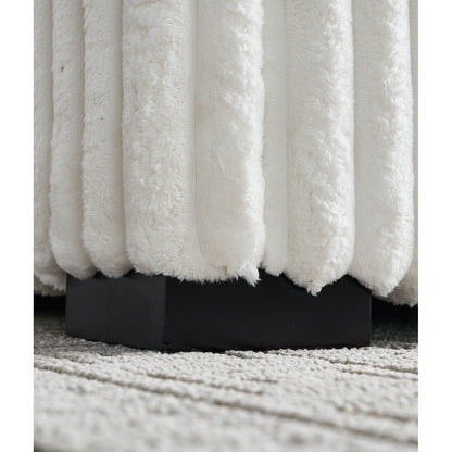 Canapé causeuse carré en velours côtelé beige 61,42 po avec pouf, haut-parleur Bluetooth, chargeur sans fil, ports USB et porte-gobelet