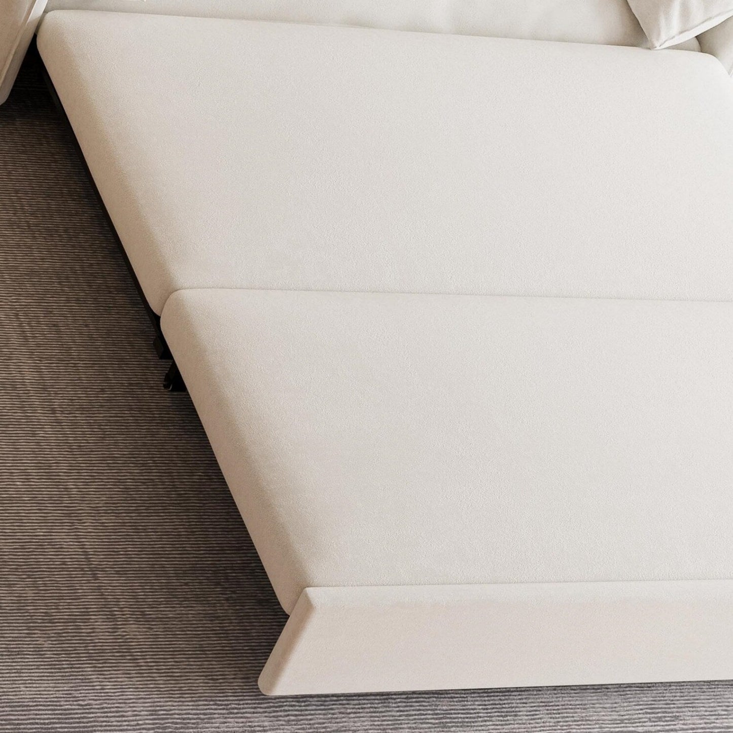 Canapé-lit gigogne 3-en-1 en velours beige 63,8 avec rangement latéral pour le salon