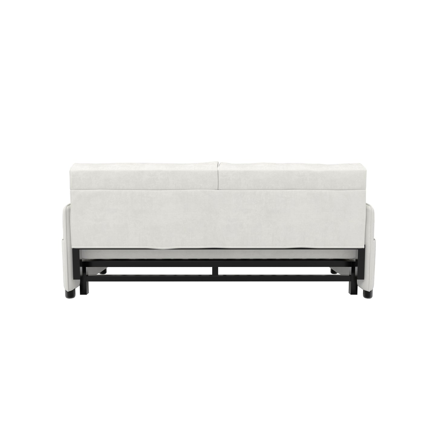 Canapé-lit gigogne 3-en-1 en velours beige 63,8 avec rangement latéral pour le salon