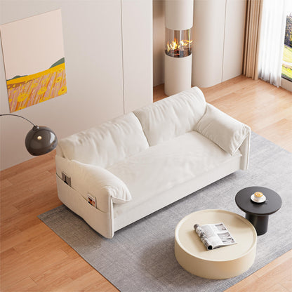 Canapé-lit gigogne 3-en-1 en velours beige 63,8 avec rangement latéral pour le salon