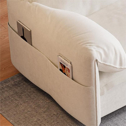 Canapé-lit gigogne 3-en-1 en velours beige 63,8 avec rangement latéral pour le salon