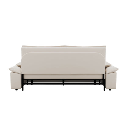 Canapé-lit gigogne 3 en 1 en velours beige 70.1 avec 2 coussins moelleux pour le salon