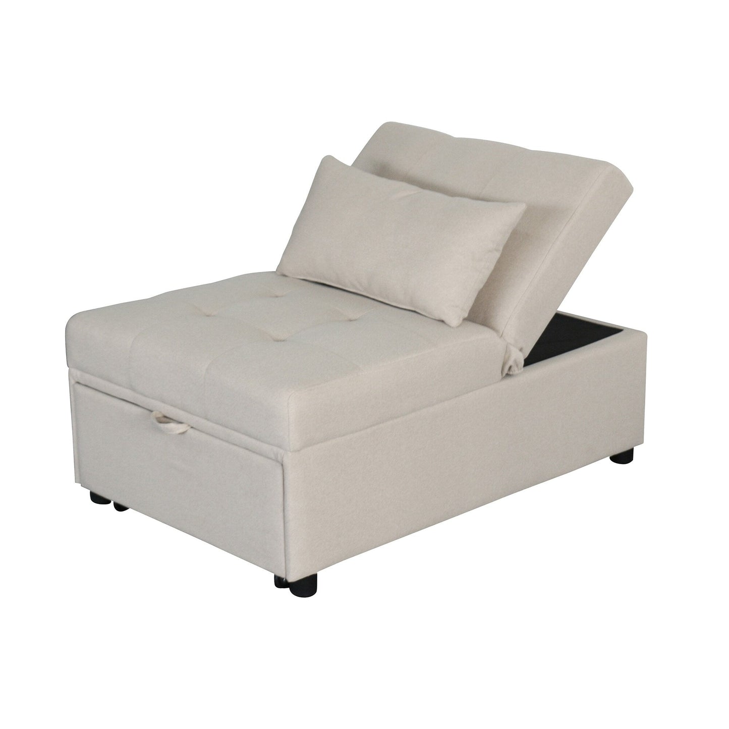Canapé-lit simple capitonné en similicuir beige 70,9 avec coussins pour le salon