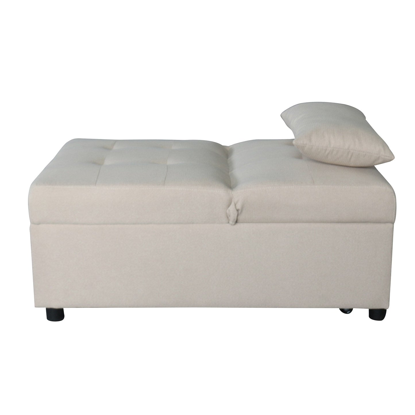 Canapé-lit simple capitonné en similicuir beige 70,9 avec coussins pour le salon