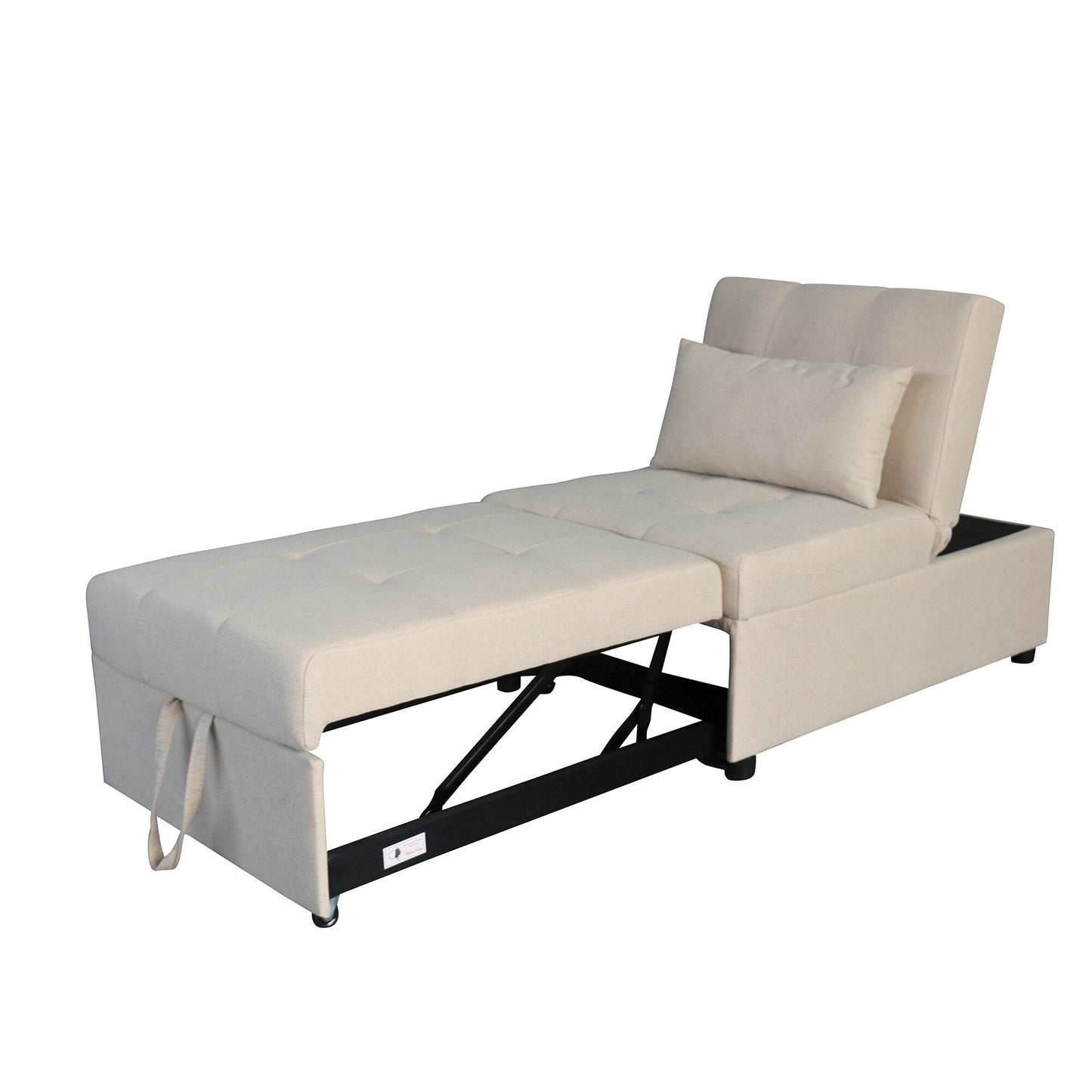 Canapé-lit simple capitonné en similicuir beige 70,9 avec coussins pour le salon