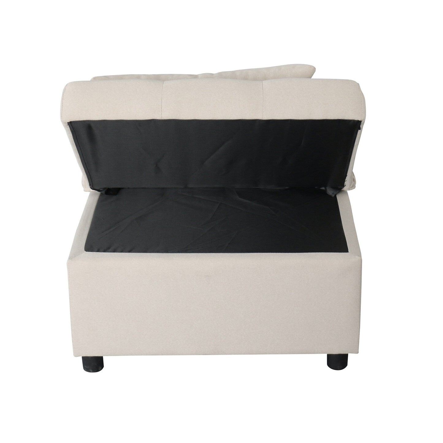 Canapé-lit simple capitonné en similicuir beige 70,9 avec coussins pour le salon