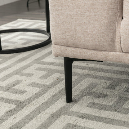 Canapé 2 places en tissu beige de 74,8 pouces avec coussins amovibles, pieds en fer et accoudoirs carrés