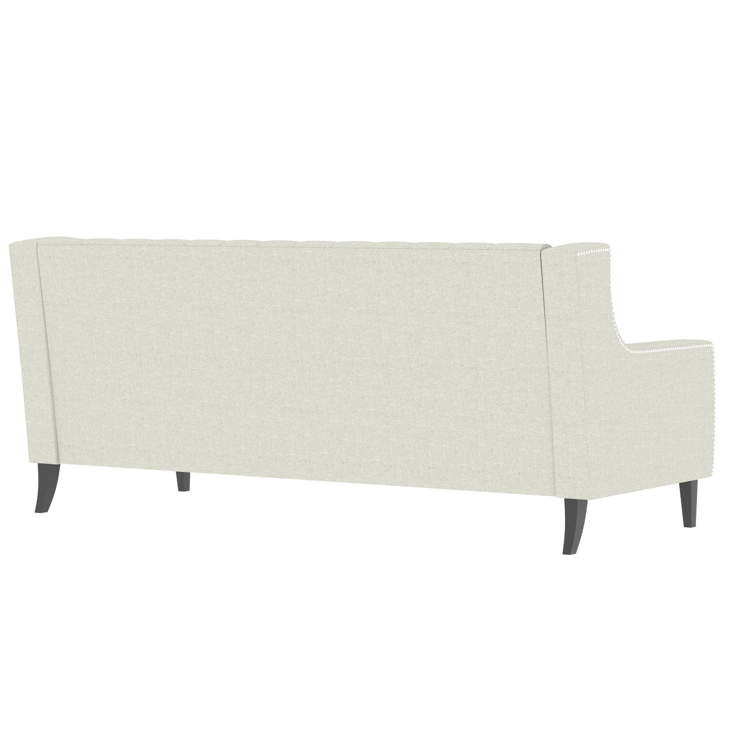 Canapé 3 places beige en polyester 78,75 avec dossier capitonné et coussins