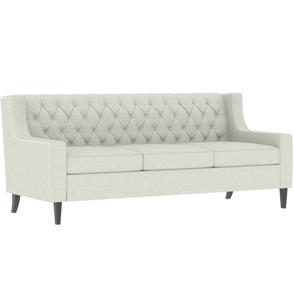 Canapé 3 places beige en polyester 78,75 avec dossier capitonné et coussins