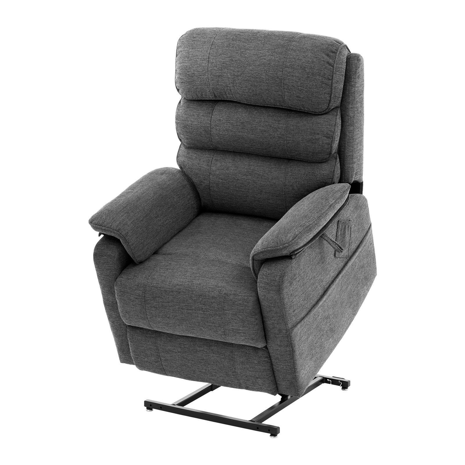Fauteuil releveur à deux moteurs en chenille beige, massant, chauffant et inclinable