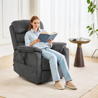 Fauteuil releveur à deux moteurs en chenille beige, massant, chauffant et inclinable