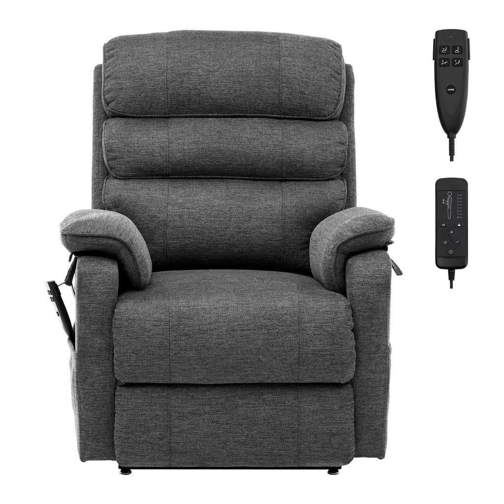 Fauteuil releveur à deux moteurs en chenille beige, massant, chauffant et inclinable