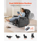 Fauteuil releveur à deux moteurs en chenille beige, massant, chauffant et inclinable
