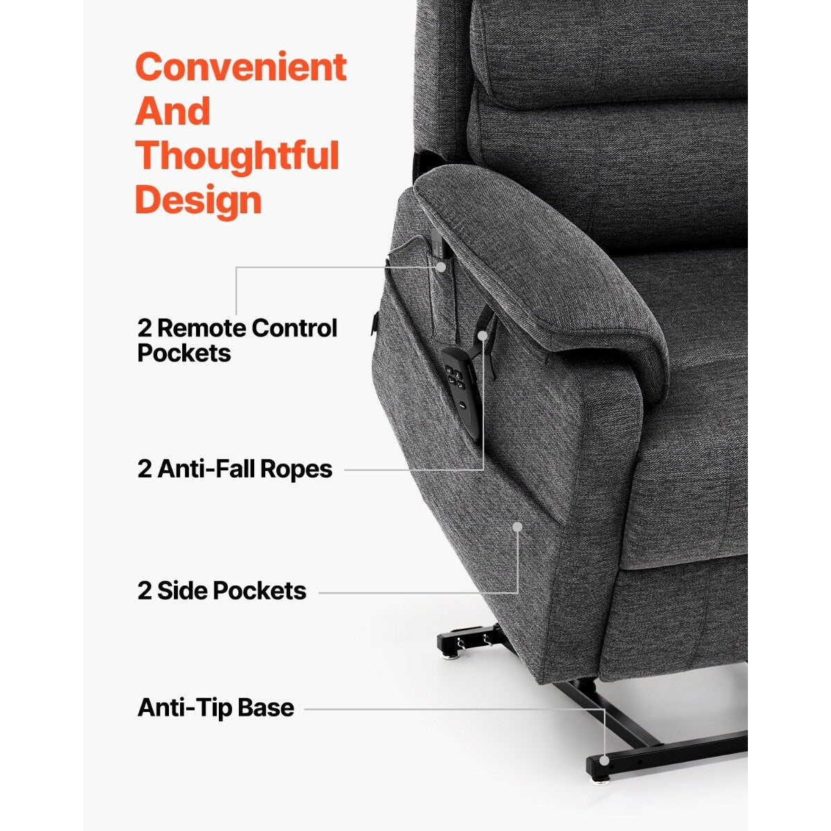 Fauteuil releveur à deux moteurs en chenille beige, massant, chauffant et inclinable
