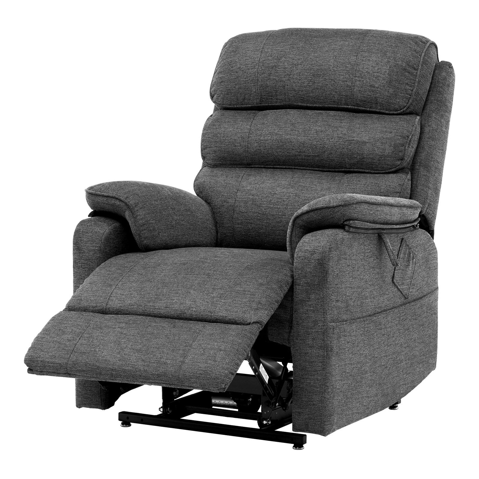 Fauteuil releveur à deux moteurs en chenille beige, massant, chauffant et inclinable