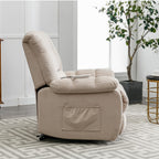 Fauteuil inclinable électrique beige avec chauffage, massage et rangement latéral pour salon ou chambre