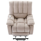 Fauteuil inclinable électrique beige avec chauffage, massage et rangement latéral pour salon ou chambre