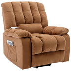 Fauteuil inclinable électrique beige avec chauffage, massage et poche de rangement pour le salon ou la chambre