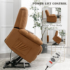 Fauteuil inclinable électrique beige avec chauffage, massage et poche de rangement pour le salon ou la chambre