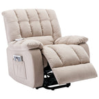 Fauteuil inclinable électrique beige avec chauffage, massage et poche de rangement pour le salon ou la chambre