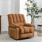 Fauteuil inclinable électrique beige avec chauffage, massage et poche de rangement pour le salon ou la chambre