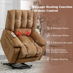 Fauteuil inclinable électrique beige avec chauffage, massage et poche de rangement pour le salon ou la chambre