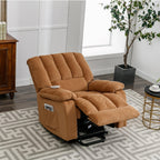Fauteuil inclinable électrique beige avec chauffage, massage et poche de rangement pour le salon ou la chambre