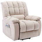 Fauteuil inclinable électrique beige avec chauffage, massage et poche de rangement pour le salon ou la chambre