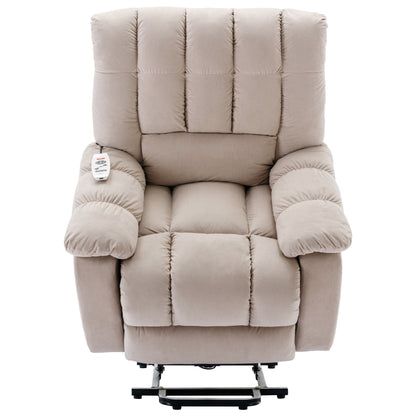 Fauteuil inclinable électrique beige avec chauffage, massage et poche de rangement pour le salon ou la chambre