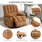 Fauteuil inclinable électrique beige avec chauffage, massage et poche de rangement pour le salon ou la chambre