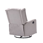 Fauteuil inclinable manuel pivotant à 360° en lin beige avec dossier capitonné et repose-pieds pour salon et chambre