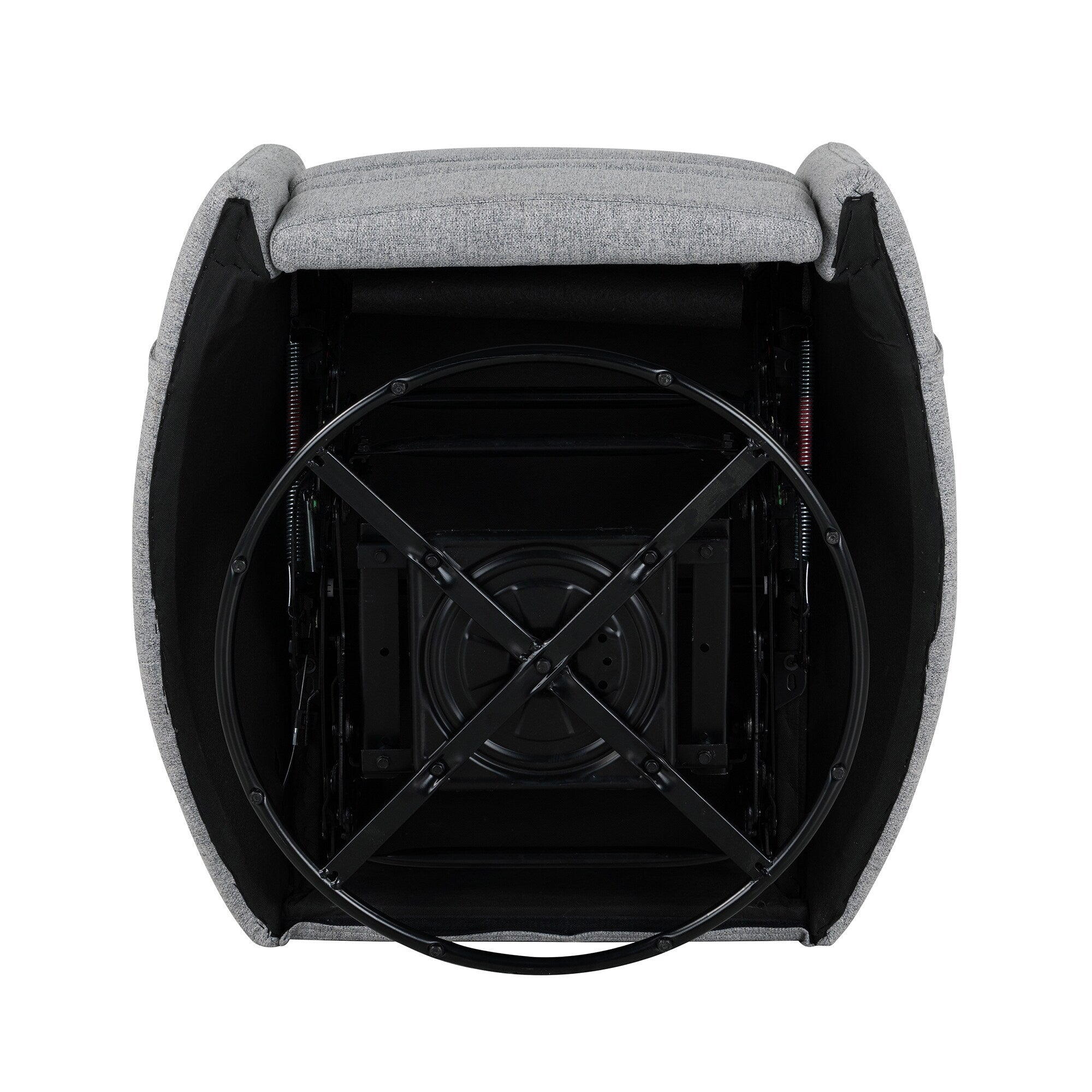 Fauteuil inclinable manuel beige pivotant à 360° avec dossier réglable et deux oreillers amovibles