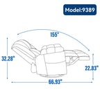 Fauteuil inclinable pivotant à 360° surdimensionné beige avec poches latérales et repose-pieds réglable