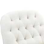 Fauteuil inclinable manuel pivotant à 360°, rembourré en chenille beige surdimensionnée, avec repose-pieds allongé et dossier capitonné