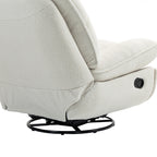Fauteuil inclinable manuel pivotant à 360°, rembourré en chenille beige surdimensionnée, avec repose-pieds allongé et dossier capitonné