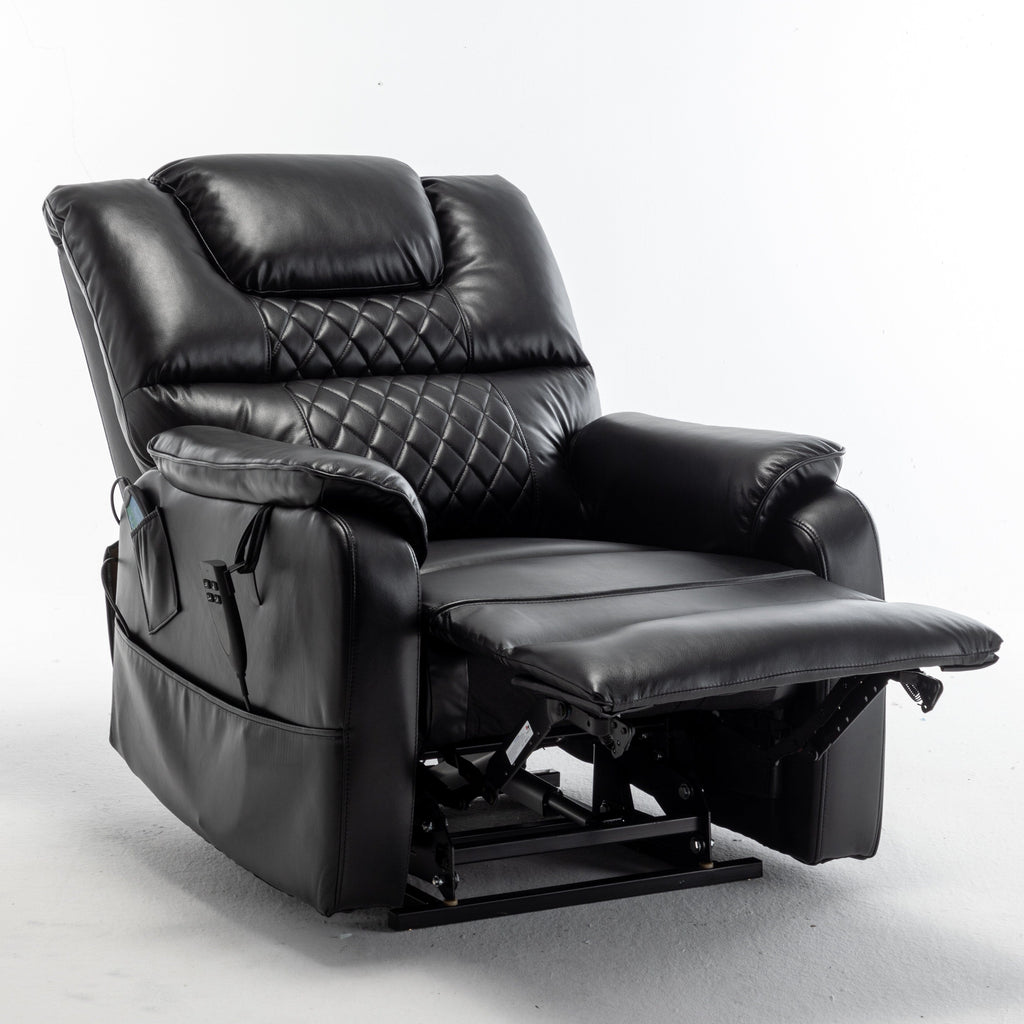 Fauteuil inclinable électrique surdimensionné beige avec moteur OKIN, relevage à plat à 180°, siège extra-large et poches de rangement