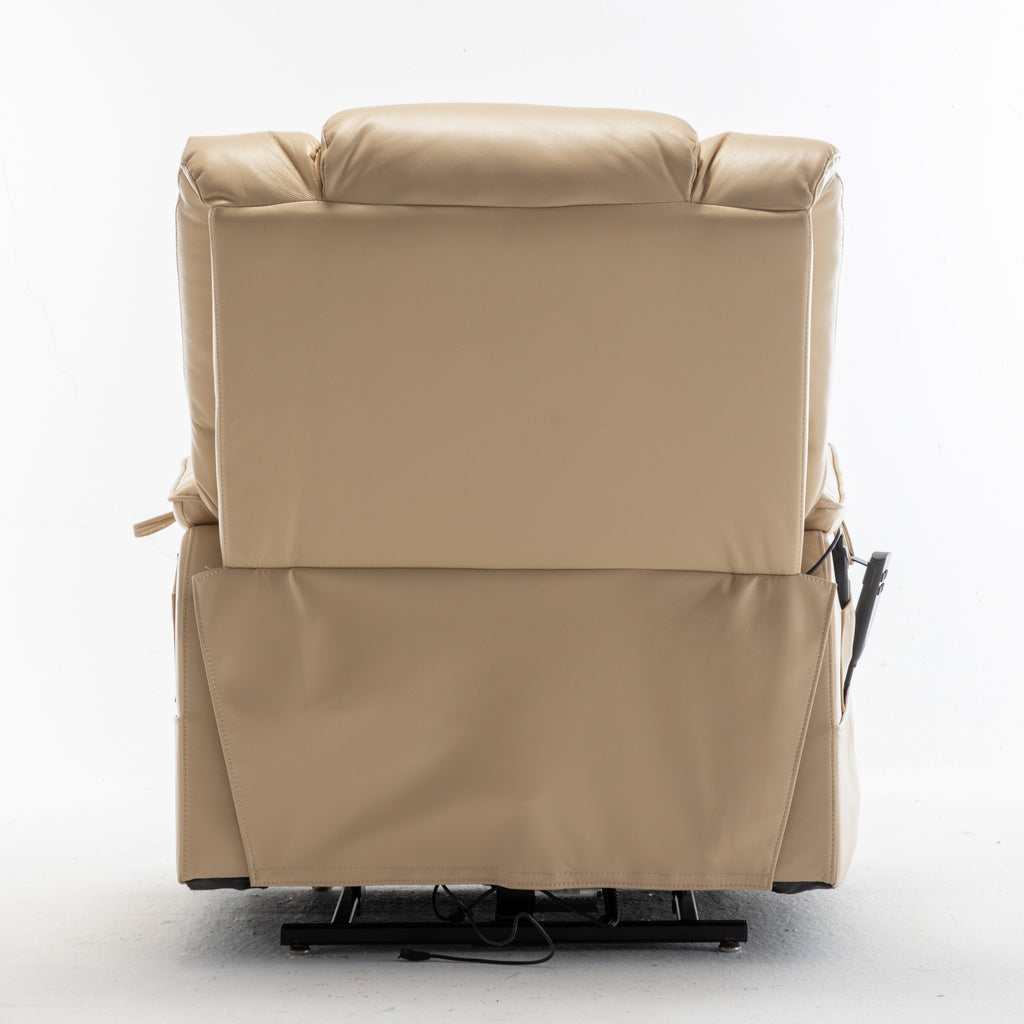 Fauteuil inclinable électrique surdimensionné beige avec moteur OKIN et position allongée à 180°