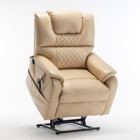 Fauteuil inclinable électrique surdimensionné beige avec moteur OKIN et position allongée à 180°