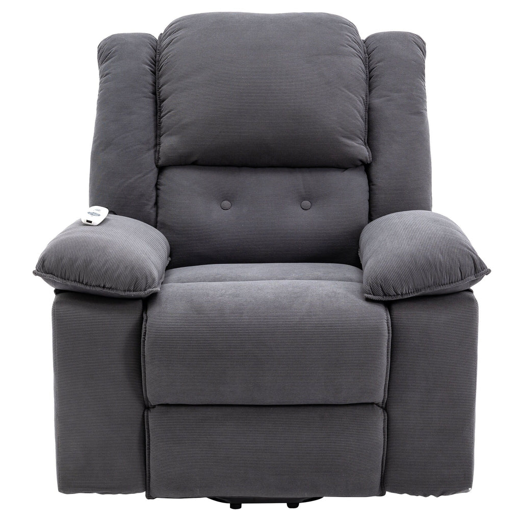Fauteuil inclinable électrique beige pour personnes âgées avec massage, chauffage, inclinaison réglable, poches latérales et positions illimitées