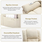 Fauteuil inclinable électrique beige pour personnes âgées avec massage, chauffage, inclinaison réglable, poches latérales et positions illimitées