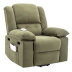 Fauteuil inclinable électrique beige pour personnes âgées avec massage, chauffage, inclinaison réglable, poches latérales et positions illimitées