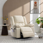 Fauteuil inclinable électrique beige pour personnes âgées avec massage, chauffage, inclinaison réglable, poches latérales et positions illimitées