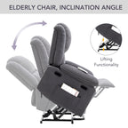 Fauteuil inclinable électrique beige pour personnes âgées avec massage, chauffage, inclinaison réglable, poches latérales et positions illimitées