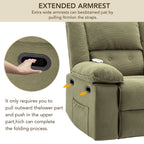 Fauteuil inclinable électrique beige pour personnes âgées avec massage, chauffage, inclinaison réglable, poches latérales et positions illimitées