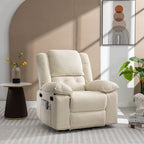 Fauteuil inclinable électrique beige pour personnes âgées avec massage, chauffage, inclinaison réglable, poches latérales et positions illimitées