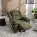 Fauteuil inclinable électrique beige pour personnes âgées avec massage, chauffage, inclinaison réglable, poches latérales et positions illimitées