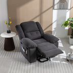 Fauteuil inclinable électrique beige pour personnes âgées avec massage, chauffage, inclinaison réglable, poches latérales et positions illimitées